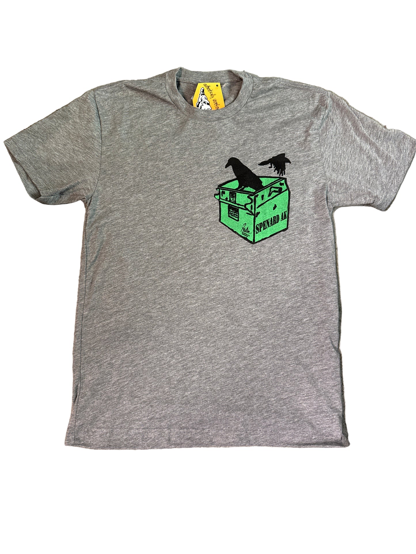 Grey Spenard dumpster raven tee