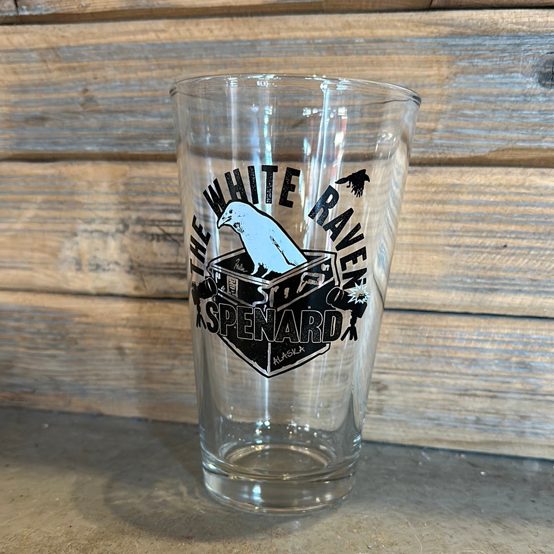 White Raven pint glasses