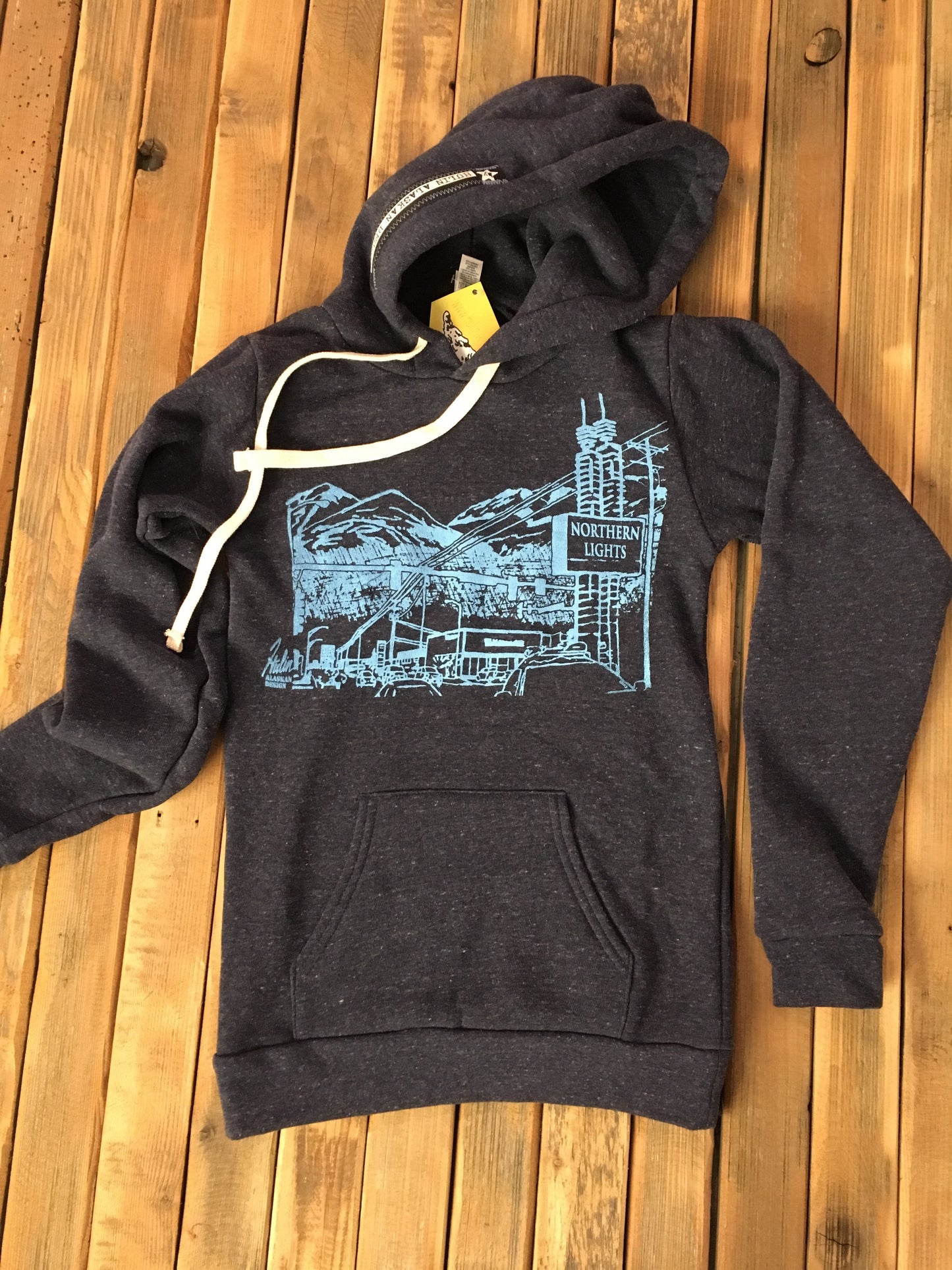 Northern Lights dark navy and blue pullover hoodie