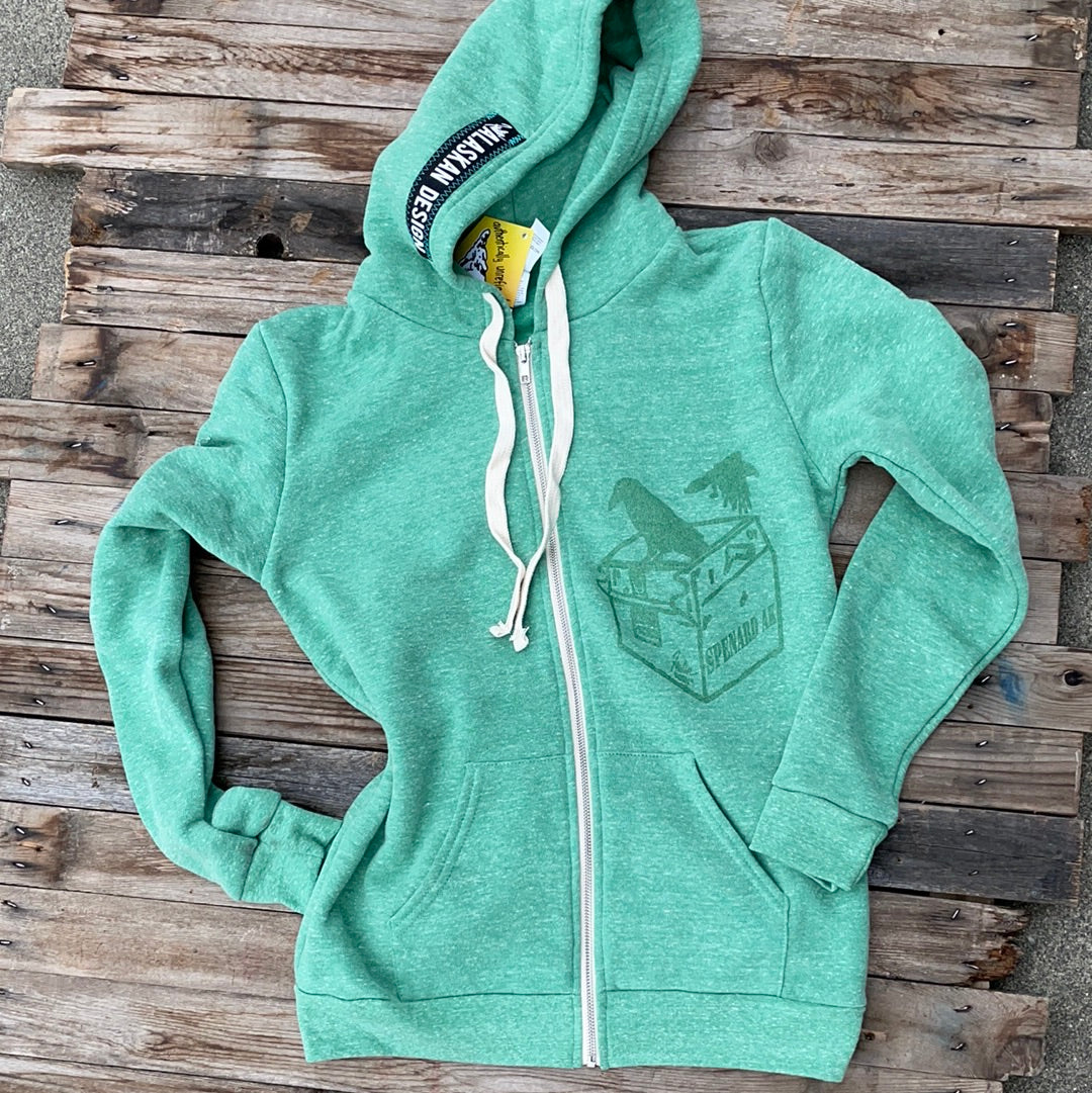 Spenard AK Zip-Up ("Glitter Green" on Green)