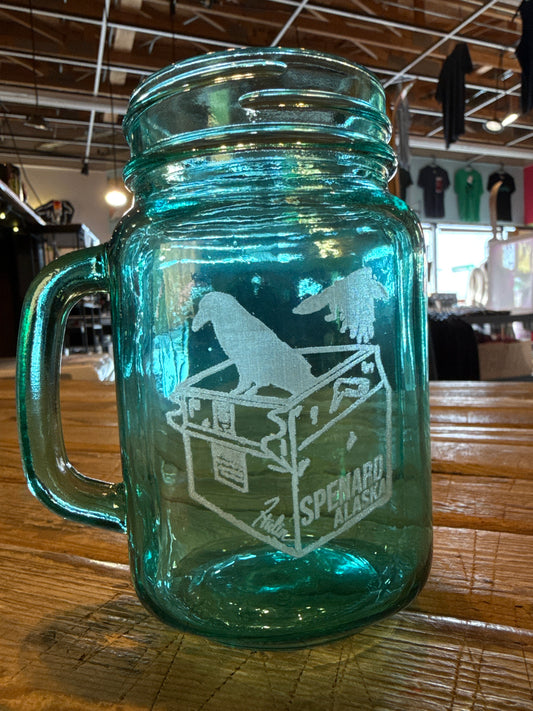 Glass etched Spenard mug