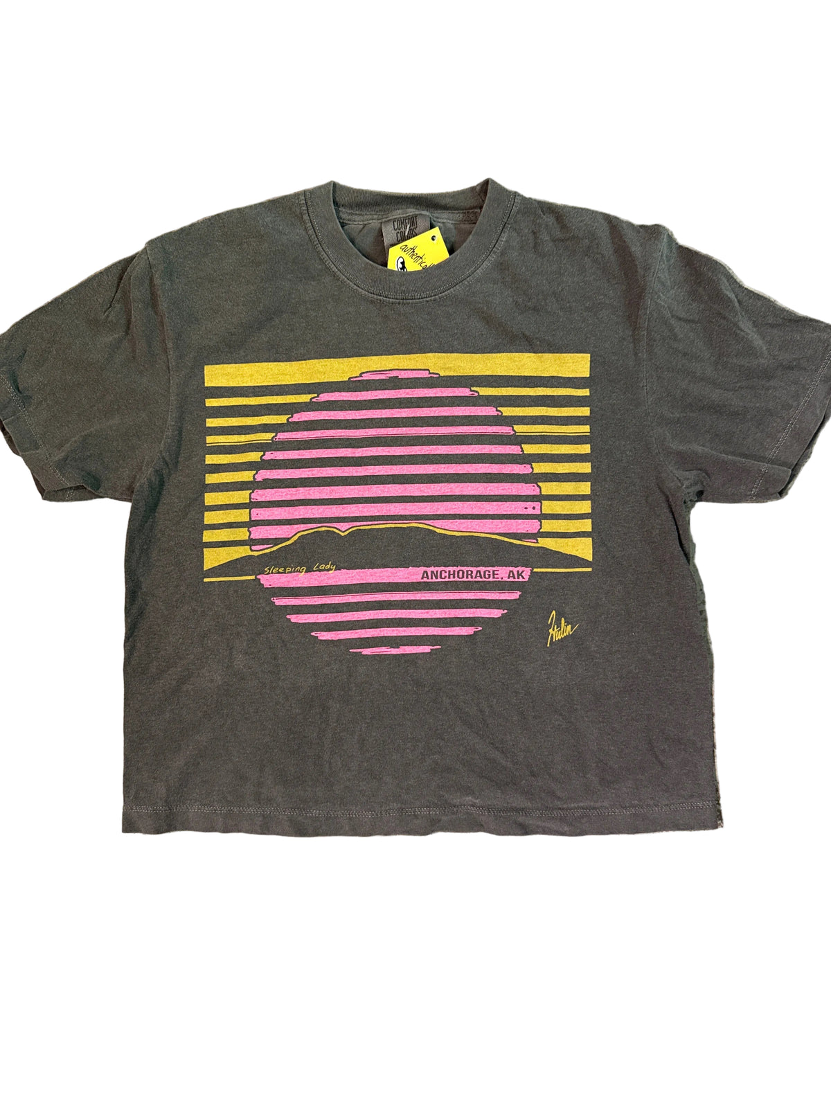 Sleeping Lady retro sunset women’s crop tee