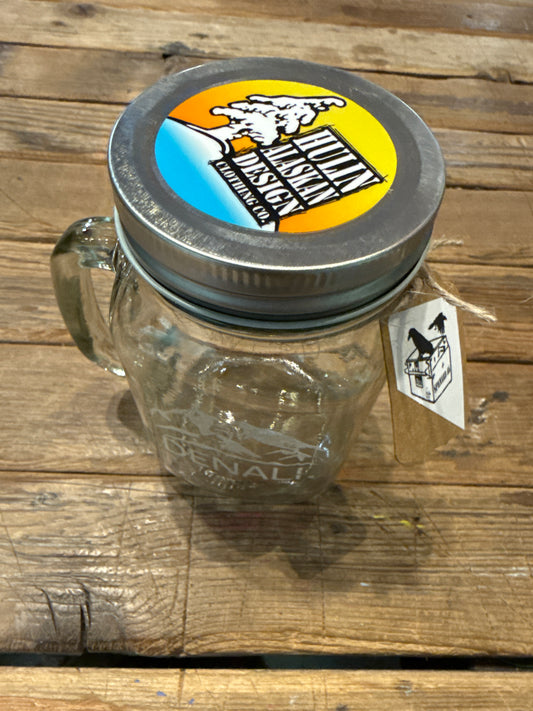 Glass etched Spenard mug (clear with logo lid)