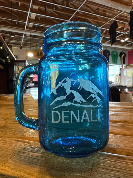 Glass etched DENALI. mug
