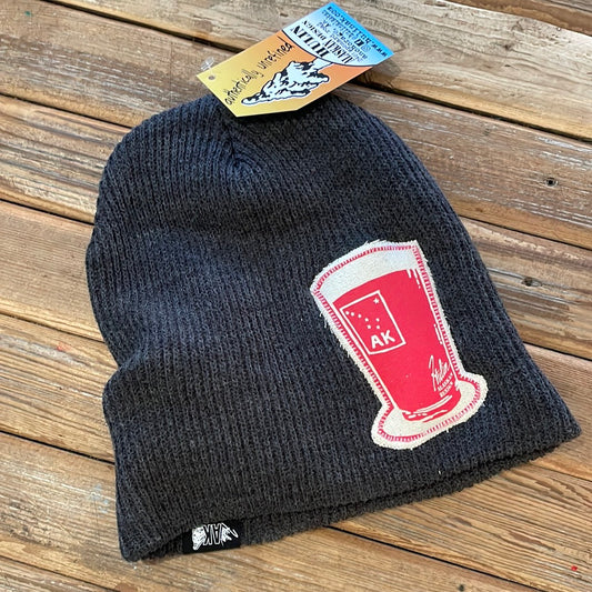 Sewn patch grey beanie
